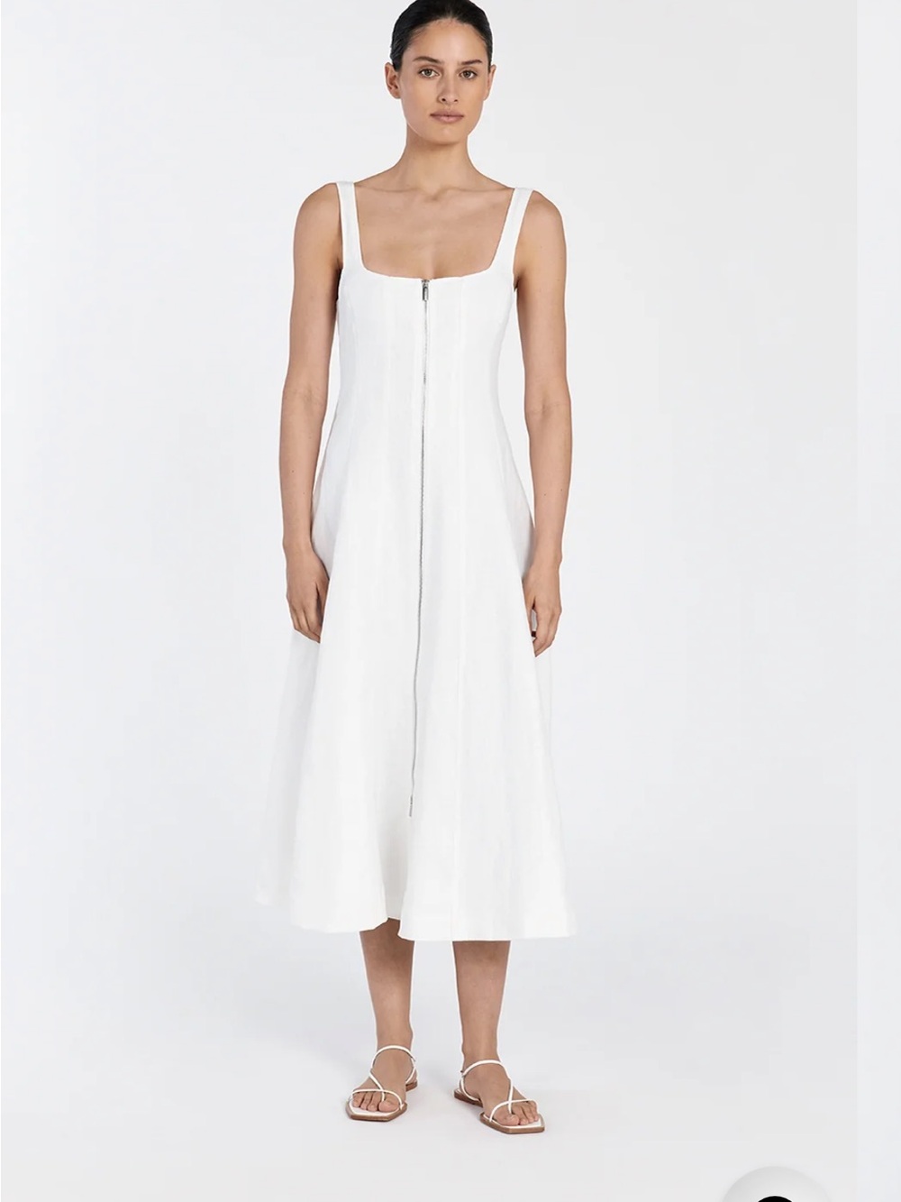 DISSH Black Zip-Front Square-Neck Midi Dress